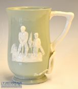 Copeland Spode Golfing Pitcher c1920 - decorated with golfer putting with his caddie in white relief