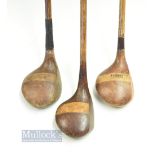 3x large socket head woods - J H Taylor Autograph spoon, Spalding Argyle spoon, Robert Forgan St