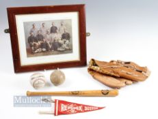 Baseball related mixed collection, to include a frames Chicago baseball club print taken from Harper