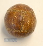 Unnamed Small Leather Feather filled golf ball c1840- very solid, round well finished period feather