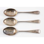 3x Large 1930s D & S H G C silver engraved desert golfing Monthly Medal spoons - each bowl