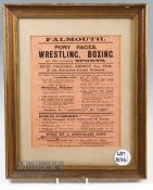 1914 Era Falmouth Bank Holiday Sports Poster Flyer of Pony Races, Wresting, Boxing and other