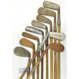 10x various irons and putters - PA Vaile Approaching cleek with Gibson Star, Spalding Gold Medal