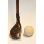 Interesting Dark Stained Persimmon Sunday Golf Walking Stick - with a 'wood' style handle with