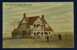 1918 The Golf Club House Wellington Shropshire coloured golfing post card - standing where the