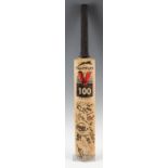 Charity Signed Cricket bat with multiple signatures, some are Coronation Street Pauline Penny, Vicky