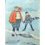 John Hassall (1868-1948) pair of humorous colour golf prints - from a portfolio of 7 prints