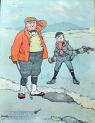 John Hassall (1868-1948) pair of humorous colour golf prints - from a portfolio of 7 prints