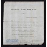 1872 Bruntsfield Links Golf Club Special Letter to Members - dated Edinburgh 15th March 1872