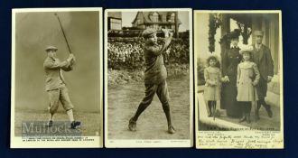 3x Interesting Royalty Related Golfing Postcards - HRH Prince of Wales Driving himself in as Captain