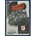 1948 Wombwell Speedway Programme May 28th 1948 riders' championship results filled in. In fair