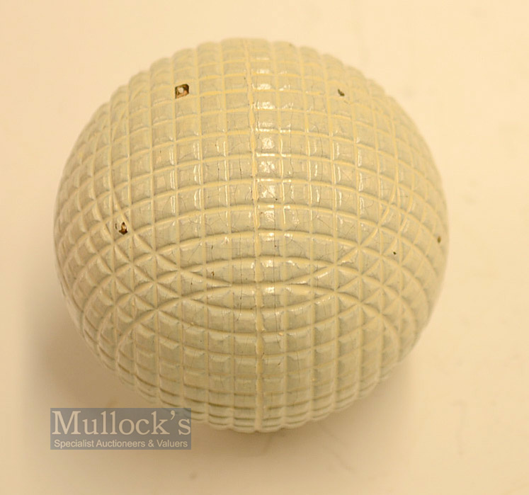 Fine The Telegraph Manufacturing Co "The Helsby" moulded mesh guttie golf ball c1898 - with 2x - Image 3 of 3