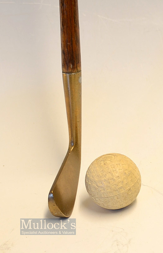 Interesting Brass Sunday Golf Walking Stick fitted with Sammy handle stamped H.J.M - overall 32.5" - Image 2 of 2