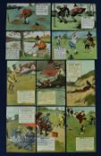 Collection of early Perrier Crombie Rules of Golf Comic/Humorous Golfing Postcards from the very
