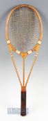 Scarce Hazells 'Red Star' Streamline Wooden Tennis Racket - the famous triple branch racket, British