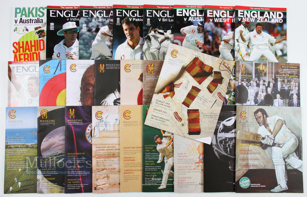 2004- 2010 Test Cricket programmes & MCC Magazines and other cricket related magazines, to include