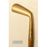 Interesting Brass Sunday Golf Walking Stick fitted with Sammy handle stamped H.J.M - overall 32.5"
