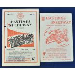 1948-1949 Hastings Speedway Programmes August 25th 1948 Hastings v Hull and June 22nd 1949