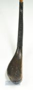 C Hunter Prestwick dark stained fruitwood late longnose driver c1880 - head measures 5" x 1.75" x 1"