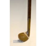 Scarce and fine Named Brass Rut Iron Sunday Golf Walking Stick c1895 - engraved with makers