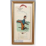 Charles Crombie 'The Colonel's Caddie' 1913 Calendar with month and dates below, starts at March,