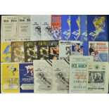 1937-1996 Ice Hockey Programmes to include teams of Telford Tigers, Harringay greyhounds, Wembley