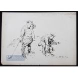 Bert Thomas (b.1883-d.1966) Original humourist pen and ink golfing sketch - with annotation "