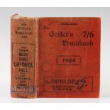 The Golfer's Handbook 1924 1207pp, plus advertisements, in red decorative cloth covers, slight