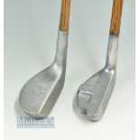 2x Mills Alloy Metal Head putters - RRB model with raised 'T' bar crown and Braid Mills Medium Lie -