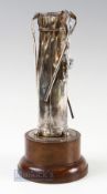 1912 Royal Bangkok Golf Section Captains Prize Large Silver Golf Bag and Clubs Trophy - the bag is