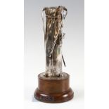 1912 Royal Bangkok Golf Section Captains Prize Large Silver Golf Bag and Clubs Trophy - the bag is