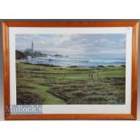 Raymond, Sipos - Turnberry Golf Print in colour, depicts coastal scene with lighthouse in