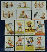 Collection of Mabel Lucie Attwell, Vera Patterson and D Tempest Golfing Coloured Childrens Postcards