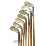 7x Assorted irons includes 5x marked R Forgan some indistinct maker's marks, R Condie L iron,