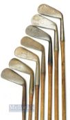 7x Assorted irons includes 5x marked R Forgan some indistinct maker's marks, R Condie L iron,