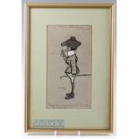 R C Capter (cartoonist for Valentines Postcards) c1900 - original pen and chalk humorous golfing