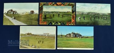 Collection of Fife and Angus Golfing Postcards some pre 1940s Wartime period and later (5)