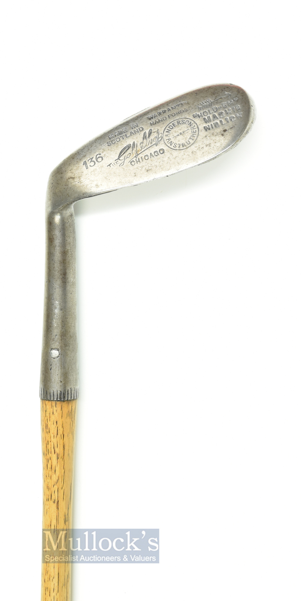 Anderson Anstruther "Hold-Em" left hand mashie niblick - with deep ribbed face markings and