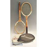 2x c1960s Dunlop 'Maxply' Wooden Tennis Rackets both appear in original condition with regular