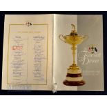 Scarce Multi-Signed 1995 Ryder Cup Golf fully Farewell Dinner menu - played at Oak Hill Rochester