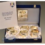 2012 Ryder Cup Boxed Set of 6 silver napkin rings - engraved with the Ryder Cup Details and