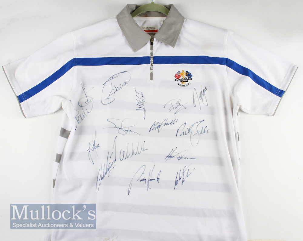 2008 Ryder Cup Valhalla European Signed golf t-shirt multi signed featuring Poulter, Harrington,