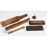 A Selection of Various Golf Makers wooden tools (5) - 9.5" wooden cross hatched Whipping Stick