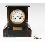 1894 Bass Rock Golf Club 2nd Prize French Red Marble Column Mantel Striking Clock - c/w engraved