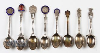 Collection of Various Golf Club Silver and Enamel Golfing teaspoons from 1910 onwards (8) Fairhaven,