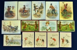 Collection of Greeting Cards and Greeting Golfing Postcards from early 1900s up to 1980s (14) 3x