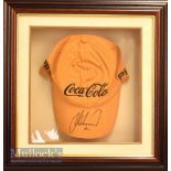 Lee Westwood Signed golf cap display featuring a Ping/Coca Cola cap with signature in black to peak,