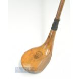 Fine A H Scott Elie Patent Forked Spliced light stained persimmon driver - c/w clear makers POWF