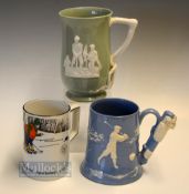 Interesting Collection of Golfing Tankards (3) Copeland Spode Golfing Tankard with white relief