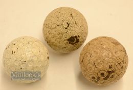 3x Interesting Pattern Rubber Core Golf Balls - Capon Heaton small doughnut rings, Eureka with large